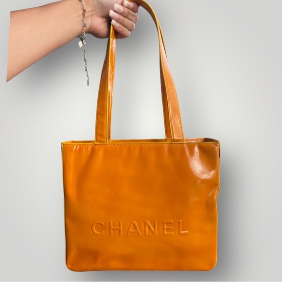 Chanel Orange Patent Leather Tote Bag - Picture 1 of 13